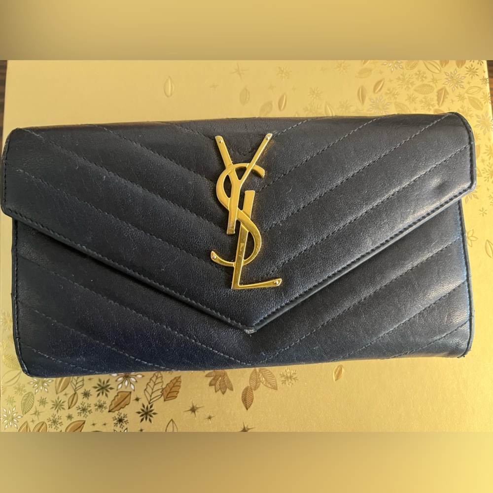 YSL ENVELOPE WALLET 
DEEP DARK BLUE